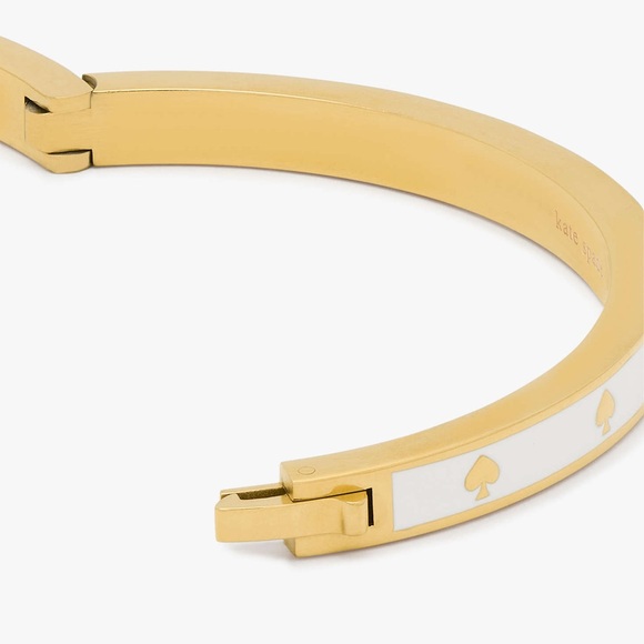 Kate Spade NEW w/ Pink Dustbag “Spot The Spade Enamel Hinged Bangle” White/Gold - Picture 3 of 3
